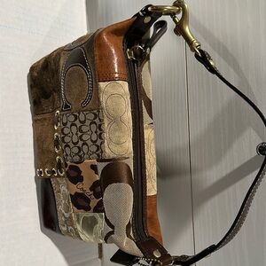 Coach Brown and Tan Patchwork mini Bag